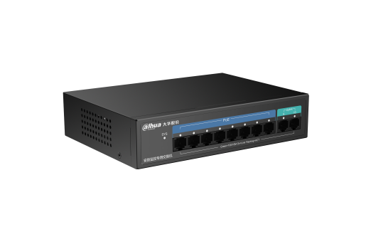 DH-PS1100C-8ET2ET-130 二层非管理百兆PoE交换机DH-PS1100C-8ET2ET-130-V2（130W），8个10/100Mbps PoE电口，2个10/100Mbps电口