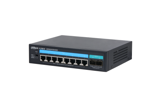 DH-PS2100C-8GT2GF-120 二层非管理全千兆PoE交换机DH-PS2100C-8GT2GF-120-V2（120W），8个10/100/1000Mbps PoE电口，2个1000Mbps光口