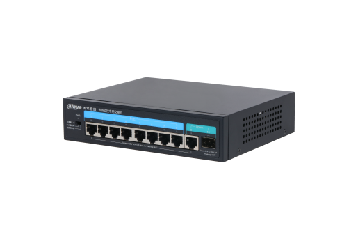 DH-PS2100C-8GT1GT1GF-65 二层非管理全千兆PoE交换机DH-PS2100C-8GT1GT1GF-65-V2（65W），8个10/100/1000Mbps PoE电口，1个10/100/1000Mbps电口，1个1000Mbps光口