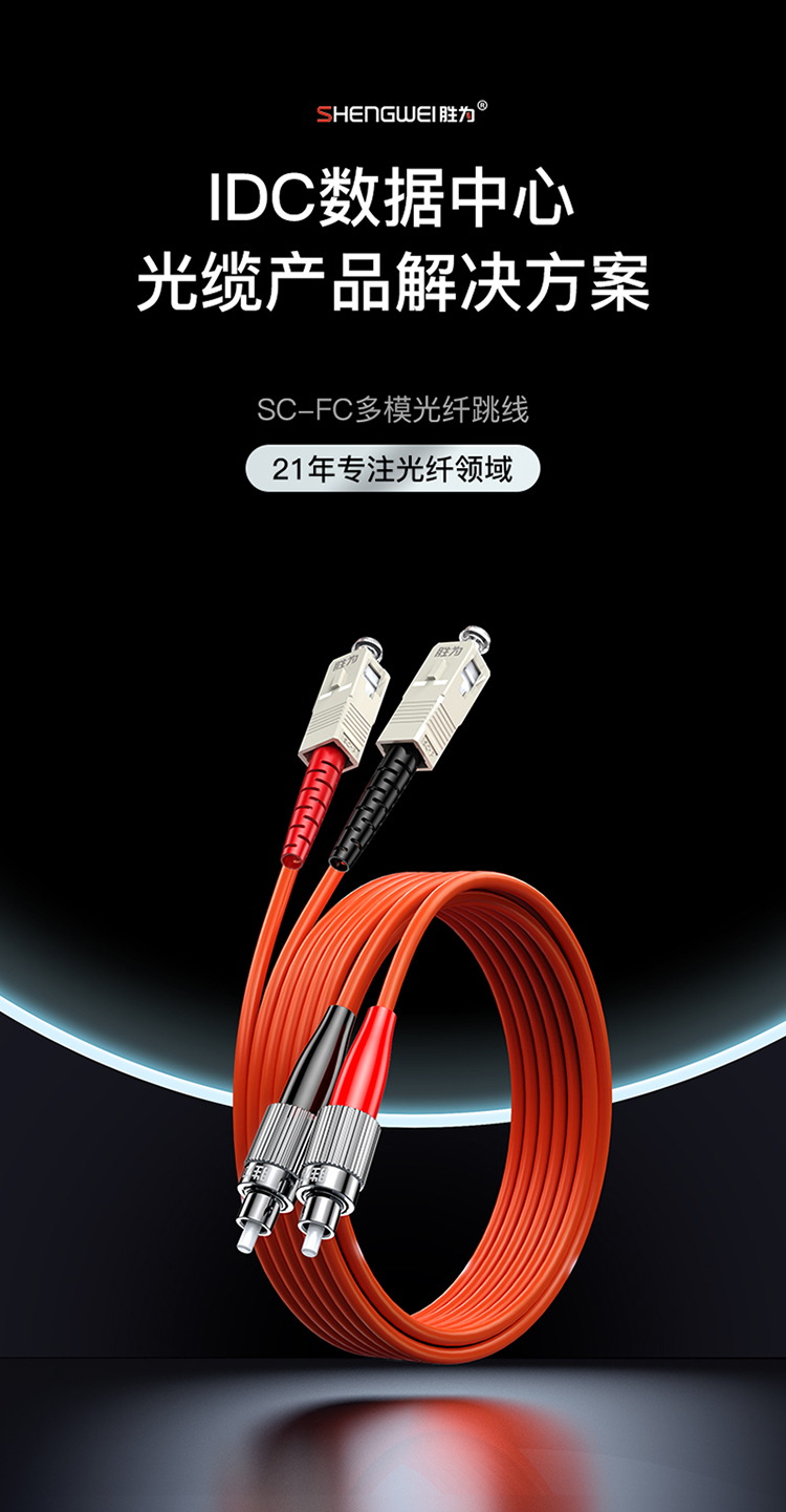 FMC-209 工程电信级光纤跳线 SC-FC多模双芯3米 62.5/125低烟无卤环保外被