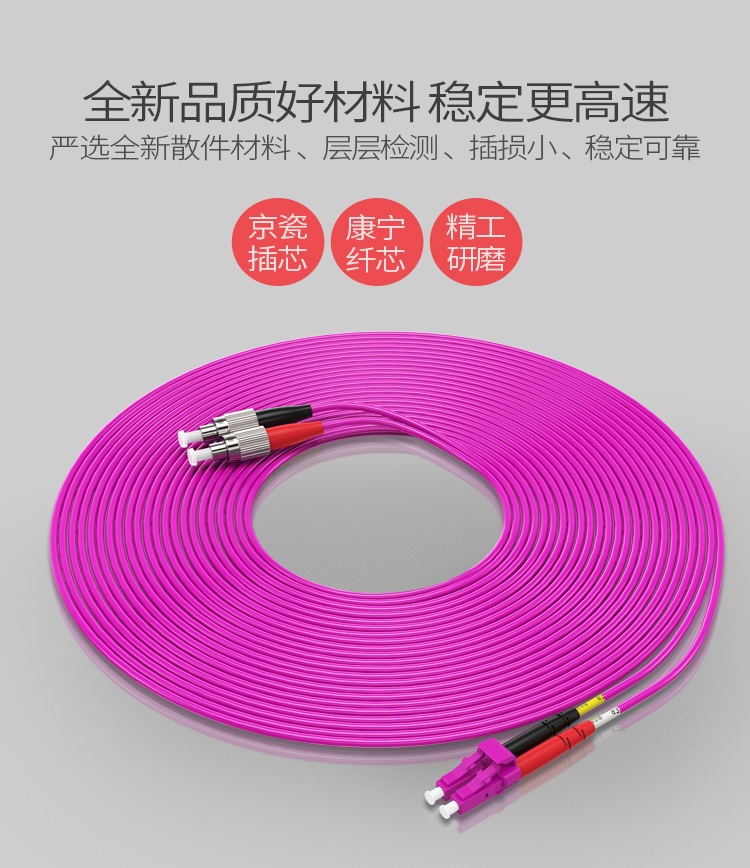 FLFO-2030 工程电信级万兆光纤跳线 LC-FC网线多模双芯OM4 网络收发器尾纤光纤连接线 3米