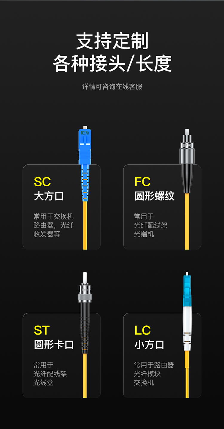 FSC-107A 工程电信级光纤跳线 LC-LC(UPC)网线单模单芯3米