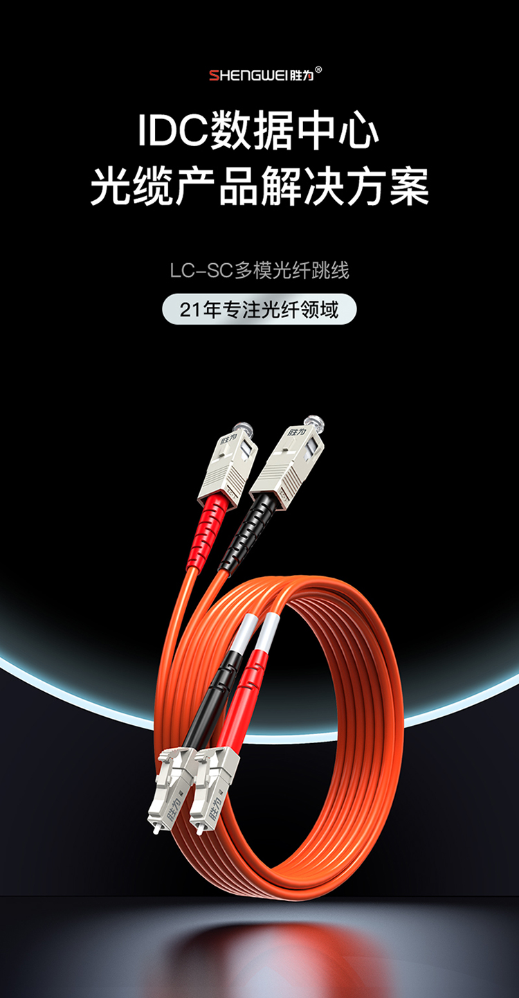FMC-205 工程电信级光纤跳线 LC-SC多模双芯3米 62.5/125低烟无卤环保外被
