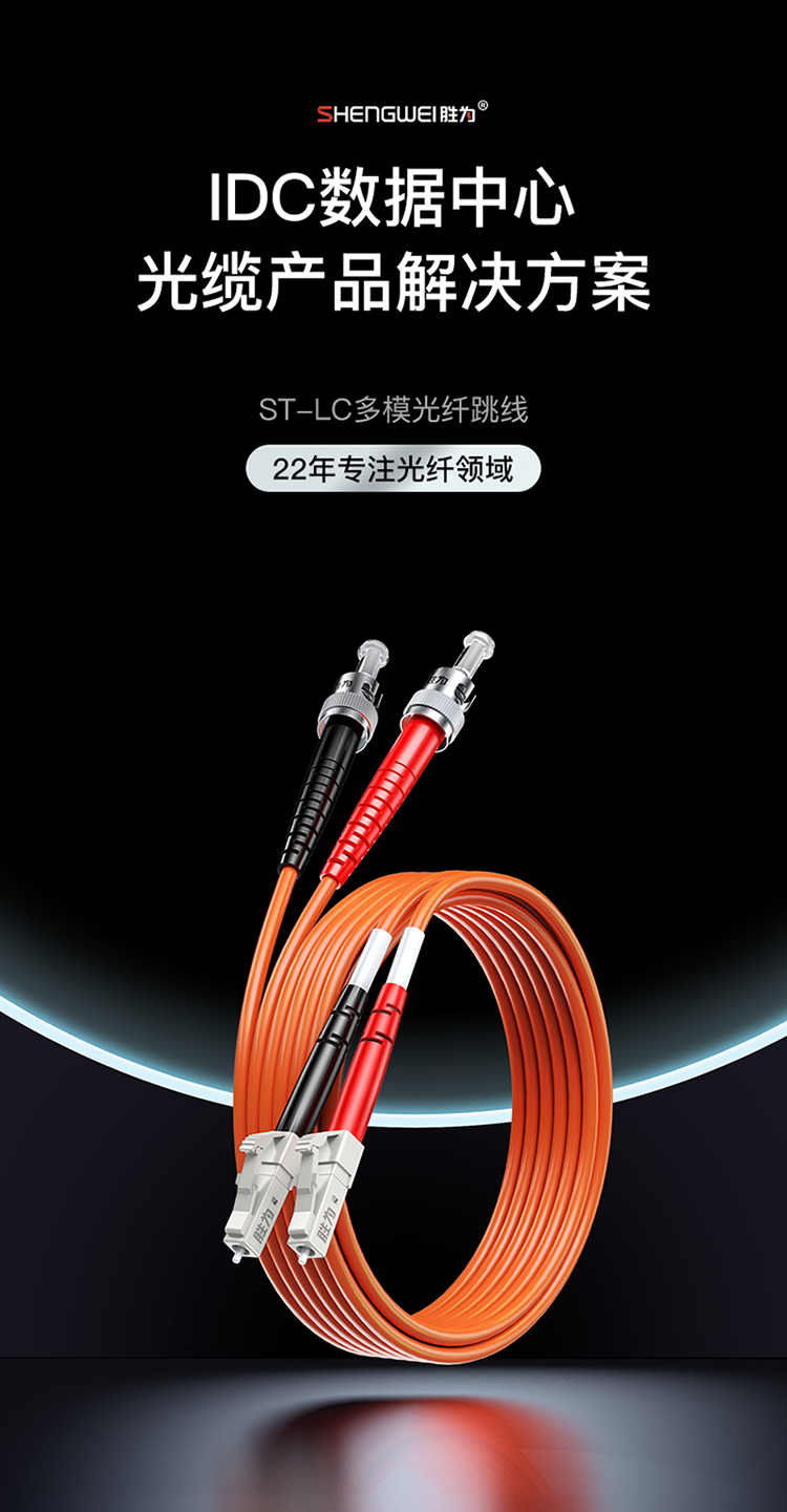 FMC-206 工程电信级光纤跳线 LC-ST多模双芯3米 62.5/125低烟无卤环保外被