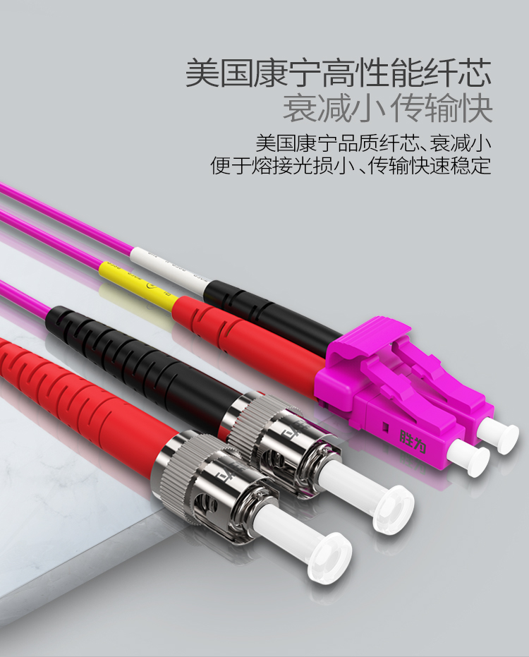 FTLO-2030 工程电信级万兆光纤跳线 LC-ST网线多模双芯OM4 网络收发器尾纤光纤连接线 3米