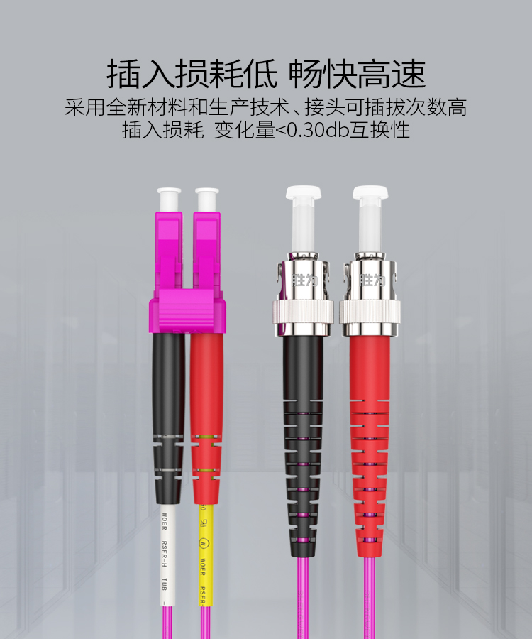 FTLO-2030 工程电信级万兆光纤跳线 LC-ST网线多模双芯OM4 网络收发器尾纤光纤连接线 3米