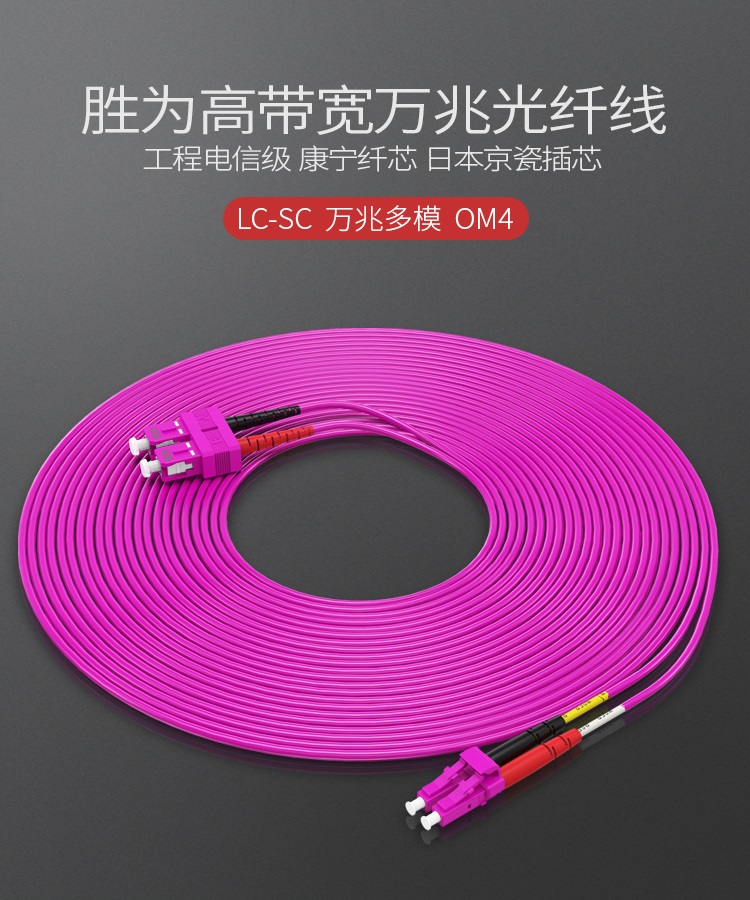 FLSO-2030 工程电信级万兆光纤跳线 LC-SC网线多模双芯OM4 网络收发器尾纤光纤连接线 3米