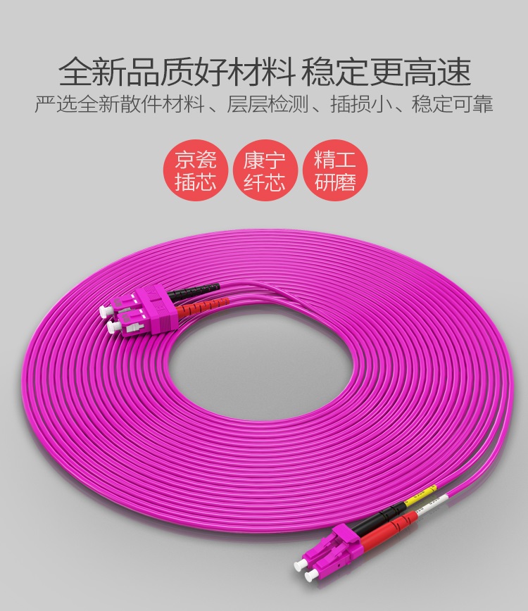 FLSO-2030 工程电信级万兆光纤跳线 LC-SC网线多模双芯OM4 网络收发器尾纤光纤连接线 3米