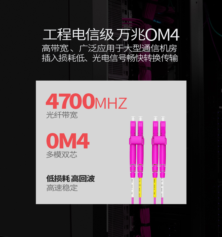 FLLO-2030 工程电信级万兆光纤跳线 LC-LC网线多模双芯OM4 网络收发器尾纤光纤连接线 3米