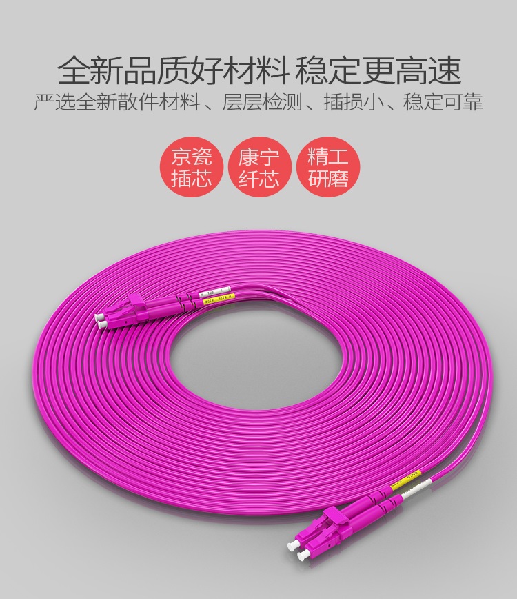 FLLO-2030 工程电信级万兆光纤跳线 LC-LC网线多模双芯OM4 网络收发器尾纤光纤连接线 3米