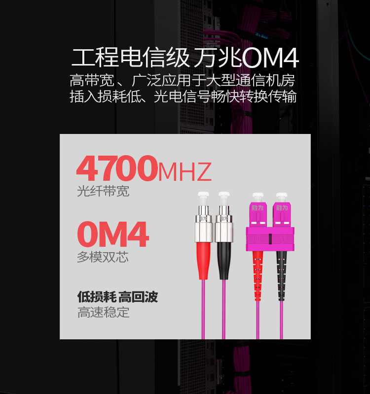 FSFO-2030 工程电信级万兆光纤跳线 SC-FC网线多模双芯OM4 网络收发器尾纤光纤连接线 3米