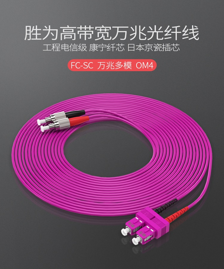 FSFO-2030 工程电信级万兆光纤跳线 SC-FC网线多模双芯OM4 网络收发器尾纤光纤连接线 3米