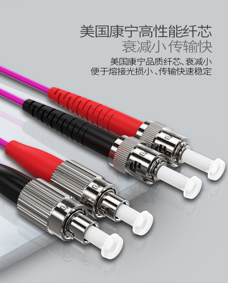 FTFO-2030 工程电信级万兆光纤跳线 FC-ST网线多模双芯OM4 网络收发器尾纤光纤连接线 3米