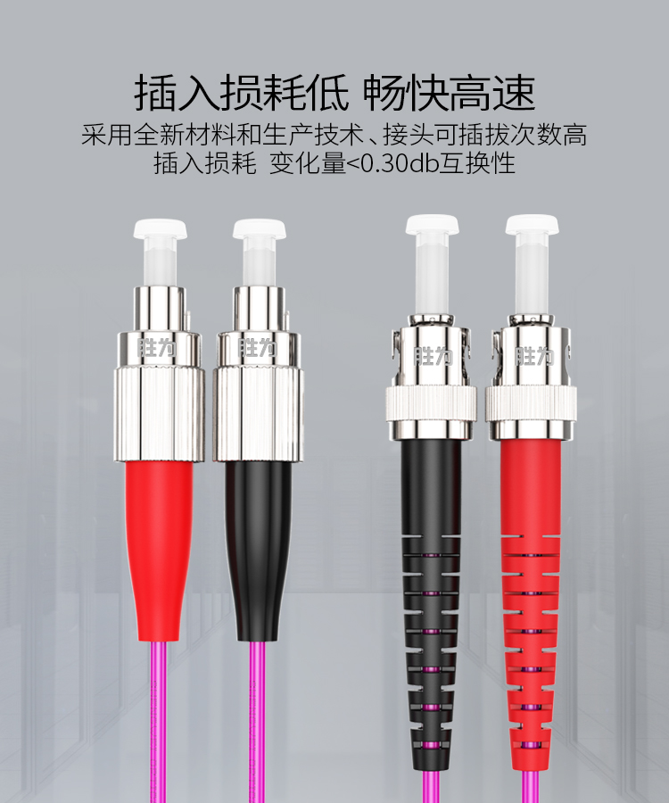 FTFO-2030 工程电信级万兆光纤跳线 FC-ST网线多模双芯OM4 网络收发器尾纤光纤连接线 3米