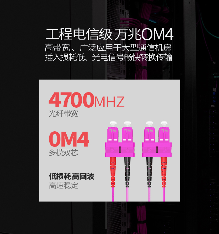 FCCO-2030 工程电信级万兆光纤跳线 SC-SC网线多模双芯OM4 网络收发器尾纤光纤连接线 3米
