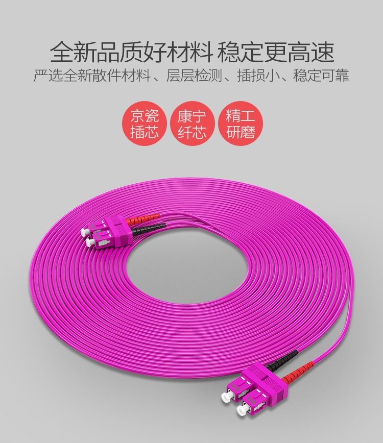 FCCO-2030 工程电信级万兆光纤跳线 SC-SC网线多模双芯OM4 网络收发器尾纤光纤连接线 3米