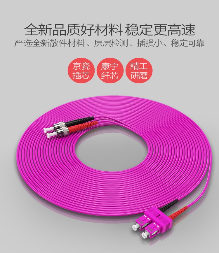 FTCO-2030 工程电信级万兆光纤跳线 SC-ST网线多模双芯OM4 网络收发器尾纤光纤连接线 3米