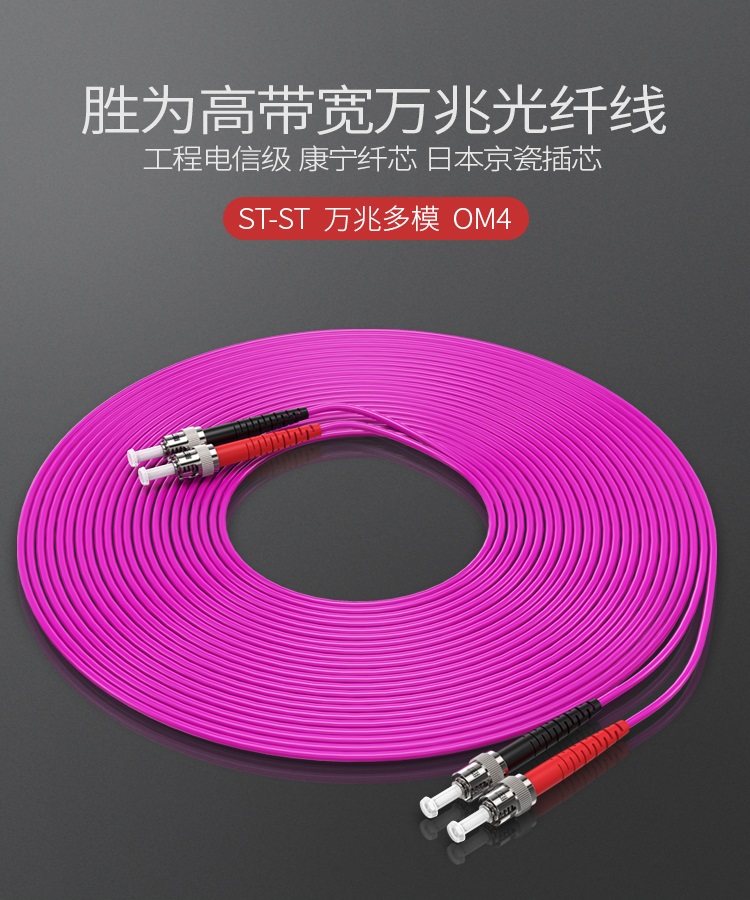 FTTO-2030 工程电信级万兆光纤跳线 ST-ST网线多模双芯OM4 网络收发器尾纤光纤连接线 3米