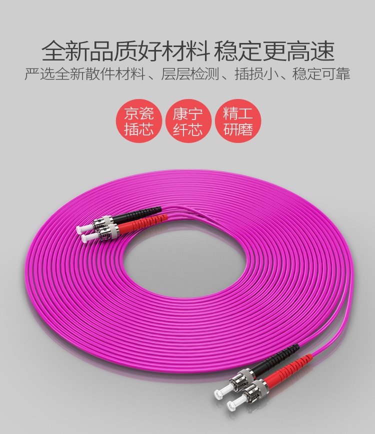 FTTO-2030 工程电信级万兆光纤跳线 ST-ST网线多模双芯OM4 网络收发器尾纤光纤连接线 3米