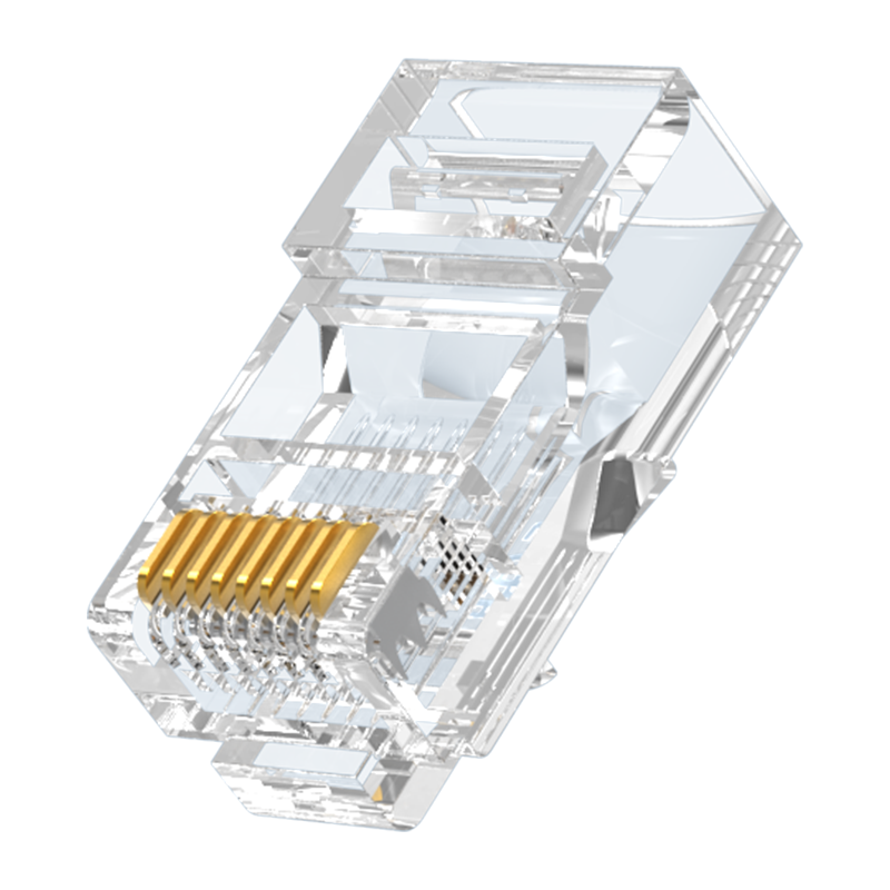 RCB-1100 水晶头超五类 镀金RJ45纯铜网络网线接头 cat5e非屏蔽8P8C电脑线缆连接器100个/盒