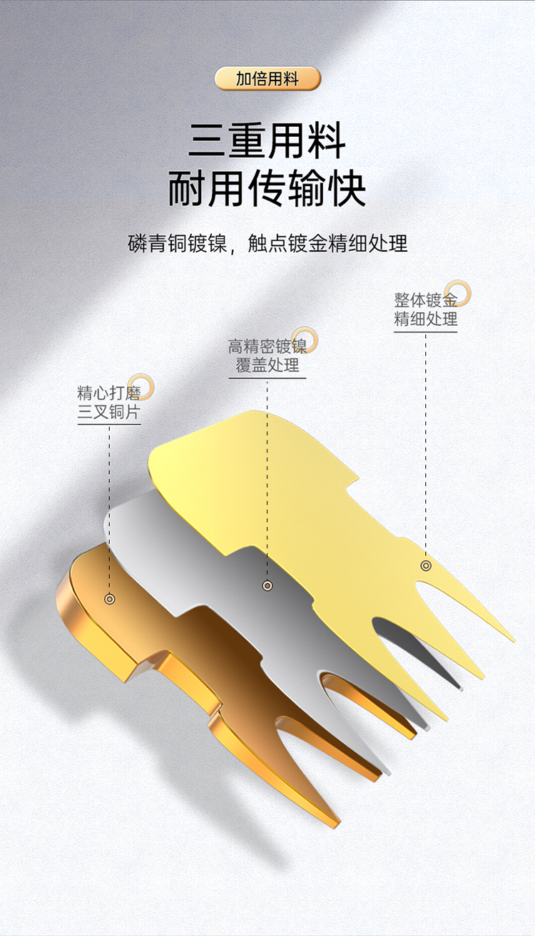 RCB-1100 水晶头超五类 镀金RJ45纯铜网络网线接头 cat5e非屏蔽8P8C电脑线缆连接器100个/盒
