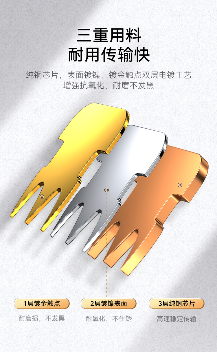 RC-8100 六类网线水晶头 6类RJ45千兆网络连接头 工程级电脑网线8P8C镀金宽带接头100个/盒