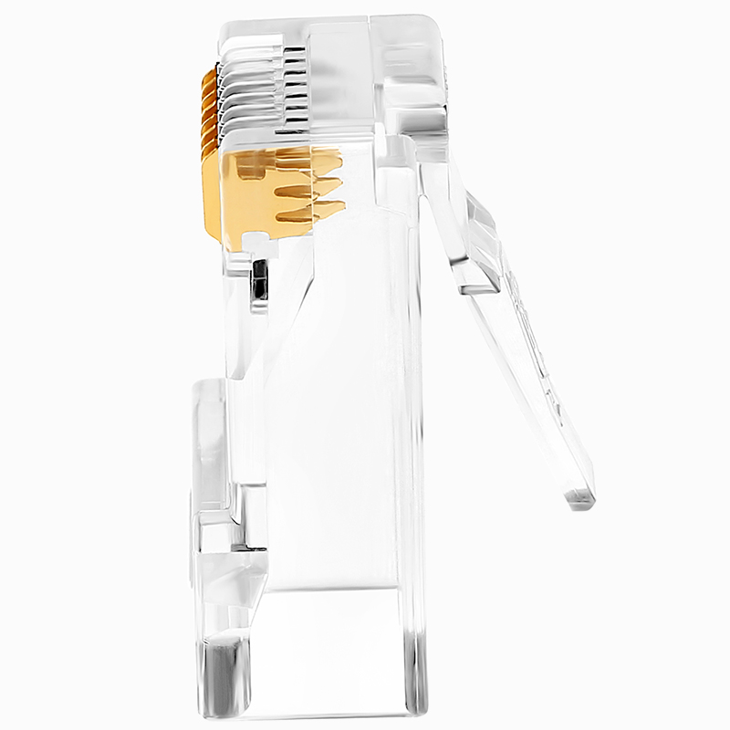 RCA-3100 六类水晶头 千兆纯铜50U镀金接头100个/盒 两件式RJ45电脑非屏蔽网络8P8C连接头
