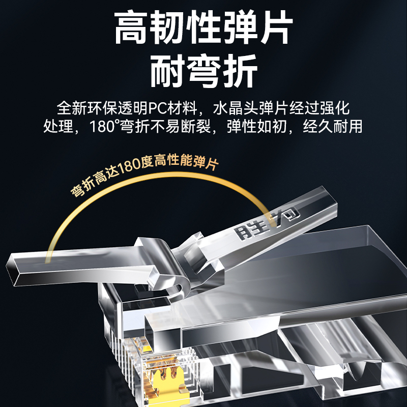 CRJ5100F 超五类网线水晶头 工程网络连接器 RJ45电脑网络连接头 100个/盒
