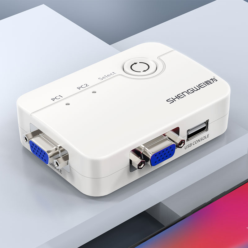 KS-302A KVM切换器 VGA视频切屏器配线 二进一出电脑转换器 2口显示器键鼠USB打印机共享器