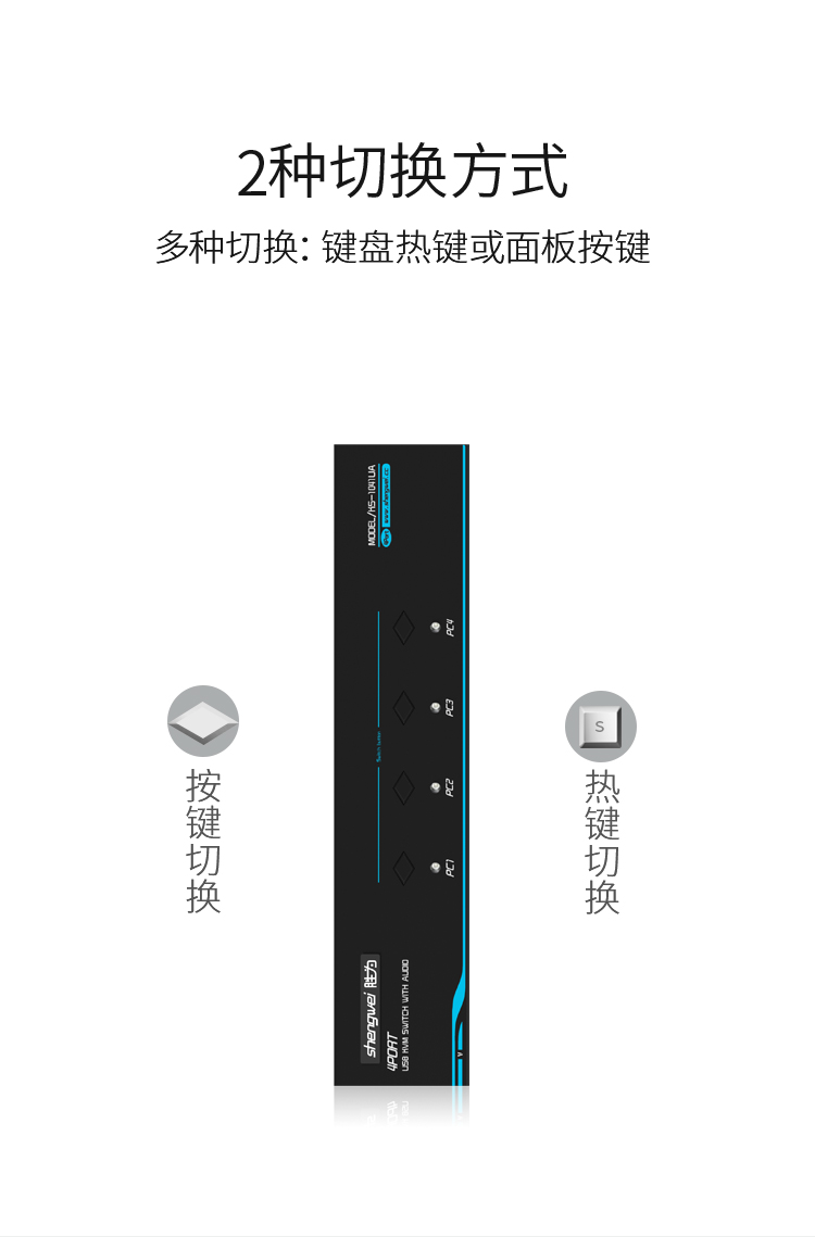 KS-1041UA KVM自动切换器 USB键盘鼠标 4口配线带音频 四进一出VGA多电脑切换共享器