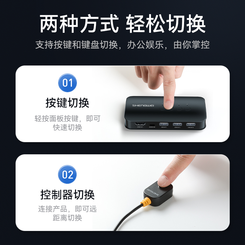 DKH3401K KVM切换器4进1出HDMI切屏器配线 四进一出电脑转换器4口显示器键鼠USB打印机共享器