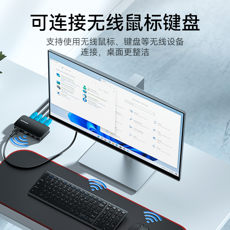 DKH3401K KVM切换器4进1出HDMI切屏器配线 四进一出电脑转换器4口显示器键鼠USB打印机共享器