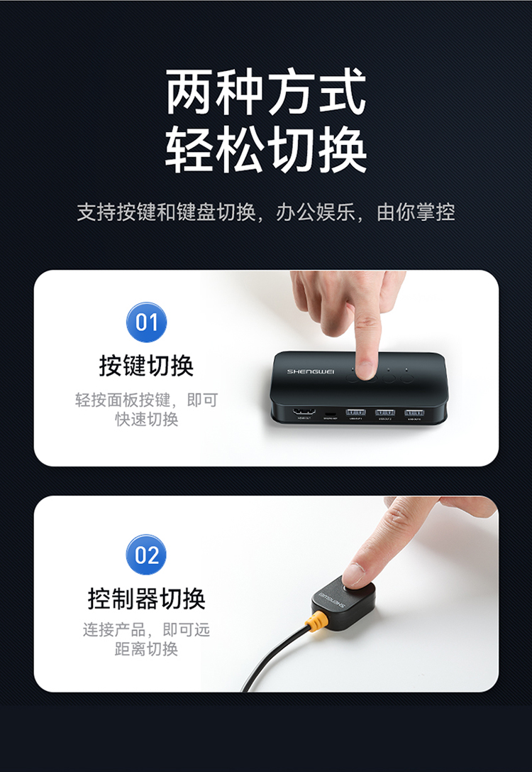 DKH3401K KVM切换器4进1出HDMI切屏器配线 四进一出电脑转换器4口显示器键鼠USB打印机共享器