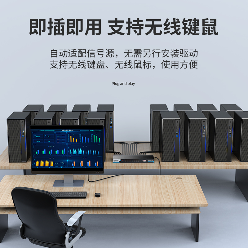 KS-316H KVM切换器16口 16进1出hdmi转换器配线带遥控 电脑显示器视频打印机键盘鼠标共享器