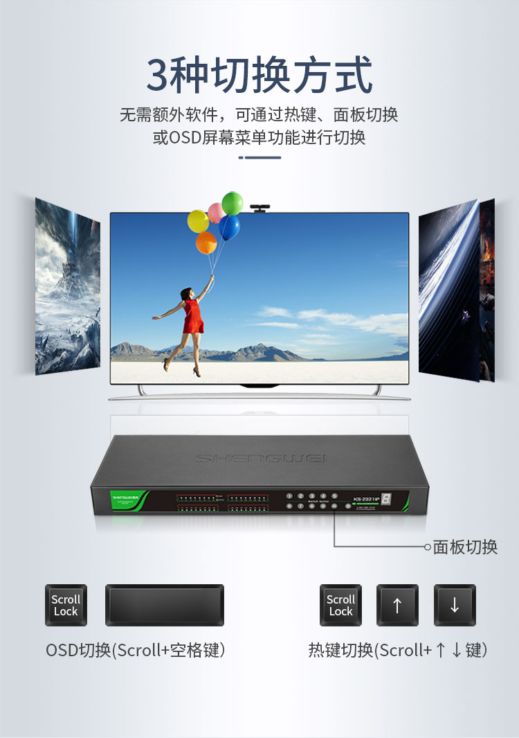 KS-2321IP 数字IP远程KVM切换器32口 视频切屏器32进1出 机架式网络转换器共享器支持远程
