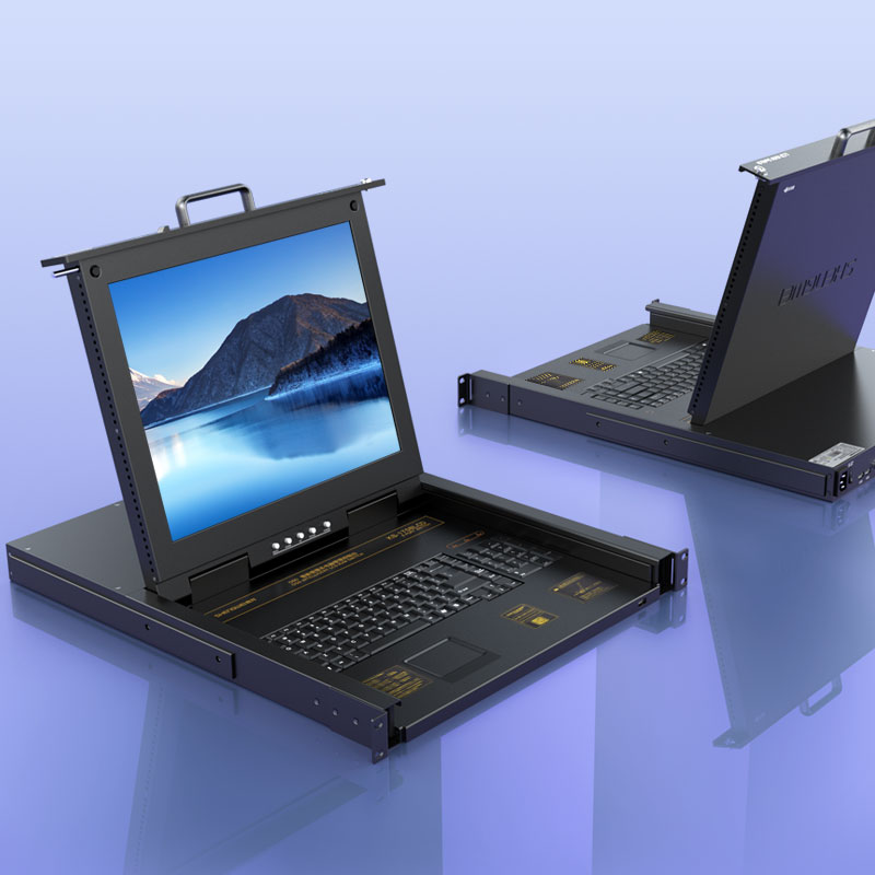 KS-1708LCD KVM切换器8口 带17英寸LCD显示器配VGA接口线 8进1出电脑显示器转换器键鼠共享