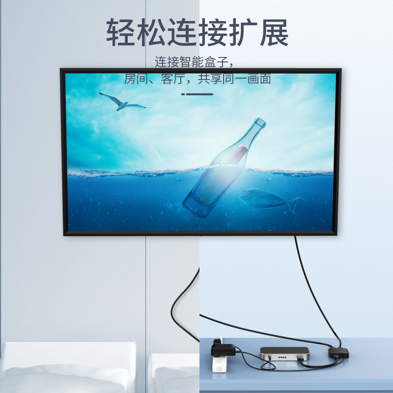 HP-102 HDMI一分二分配器 1进2出4K数字高清视频分屏器1.4版 电脑音视频显示器电视机