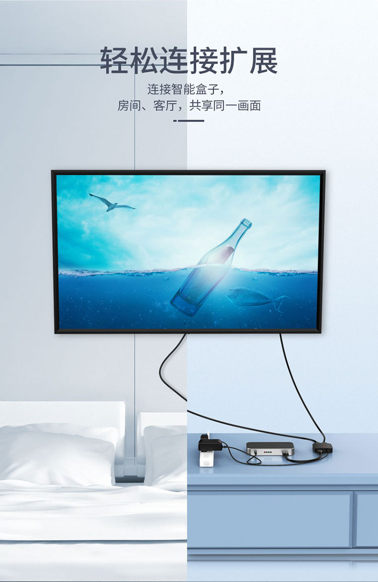 HP-102 HDMI一分二分配器 1进2出4K数字高清视频分屏器1.4版 电脑音视频显示器电视机