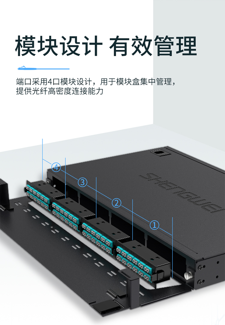 MDF-101U MPO光纤配线箱 高密度1U单模多模配线架 模块化光纤终端盒续接盘熔接/预端接分线箱