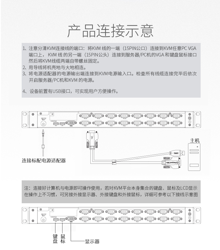 KS-2716LCD KVM切换器16口 带17英寸LCD显示器配VGA接口线 16进1出电脑转换器键盘鼠标