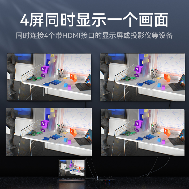 DHD2104G HDMI2.0分配器一进四出 4K/60Hz高清视频分屏器 笔记本电脑显示器投影仪一分四