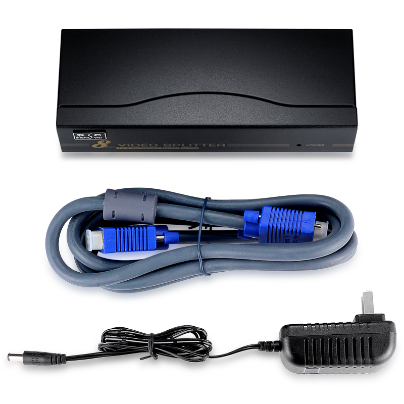 VS-5008 VGA一分八分配器 8口配原装线 500MHZ电视电脑屏幕转换视频分频