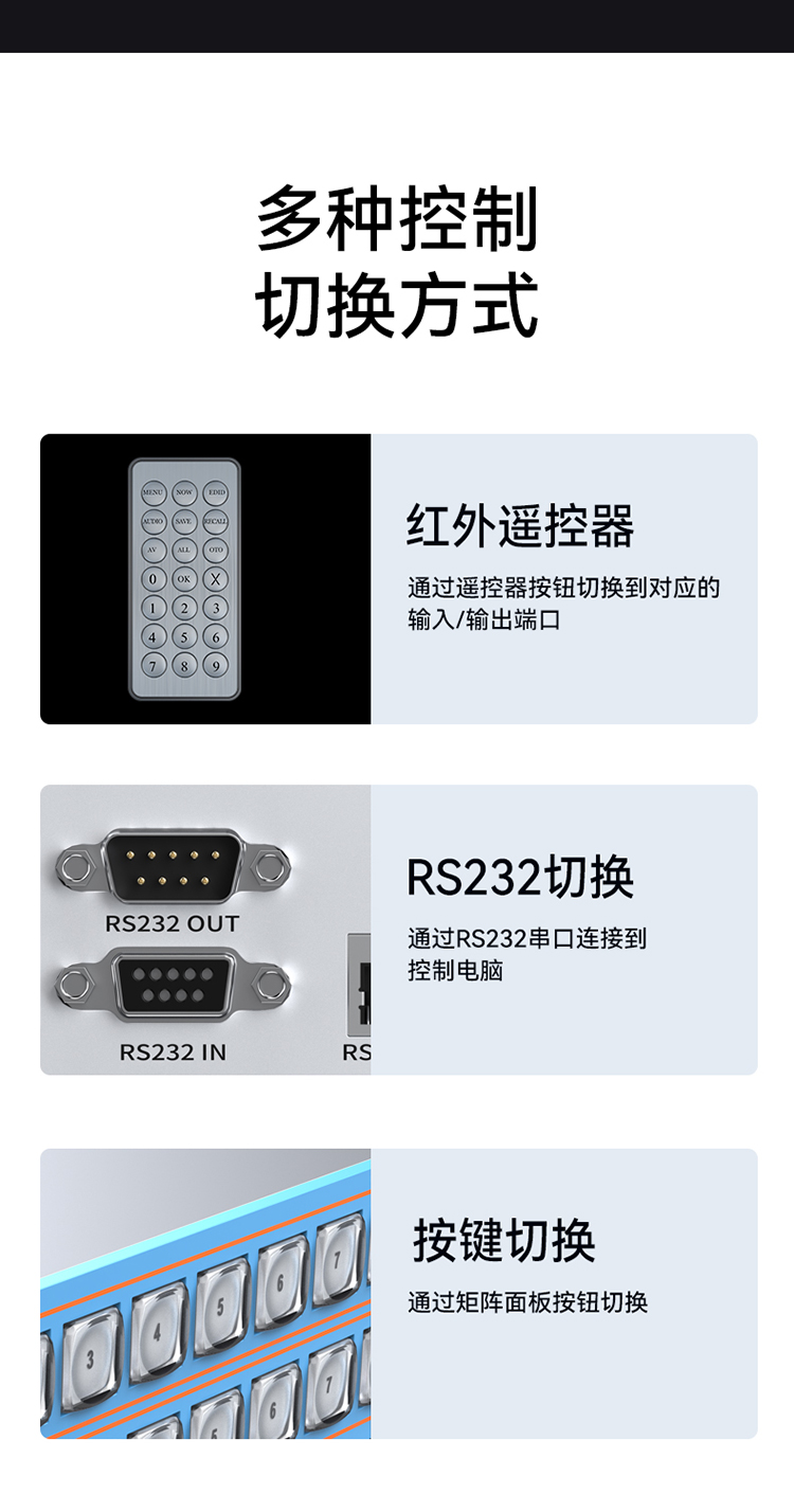 DHD0808K HDMI矩阵切换器8进8出 4K/30Hz高清音视频同步会议矩阵拼接屏控制器