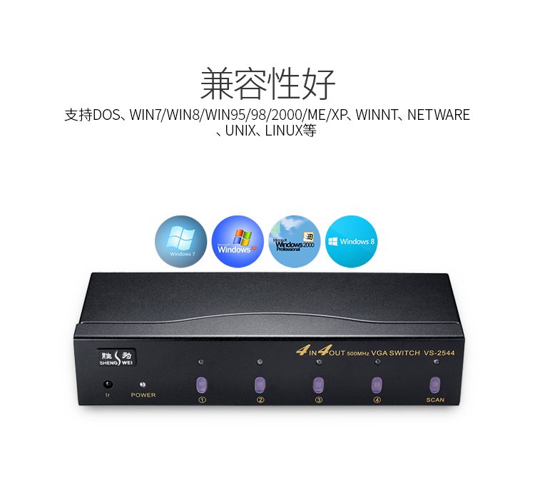 VS-2544 VGA四进四出切换器 带遥控 4进4出视频分配器共享器 高清显示器共享器