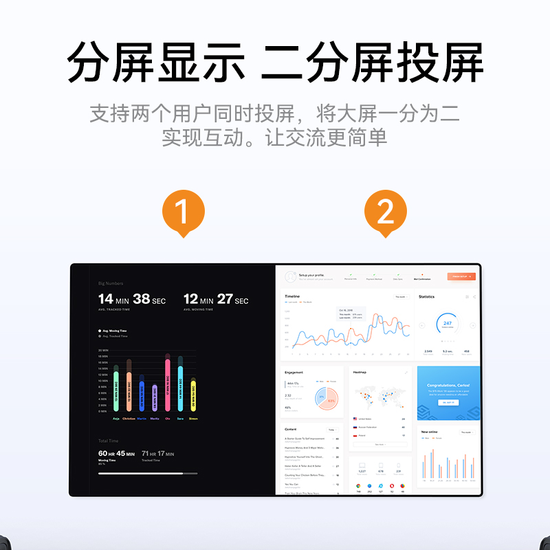 DHU002AB 无线投屏器 HDMI高清会议传输器 二分屏 适用电脑手机平板电视连接显示器投影仪套装