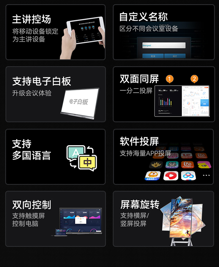 DHU002AB 无线投屏器 HDMI高清会议传输器 二分屏 适用电脑手机平板电视连接显示器投影仪套装