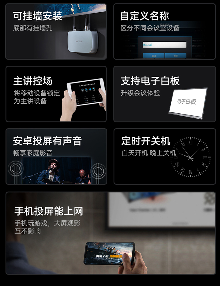 DHU0002A 无线投屏器 HDMI高清会议同屏器传输器 适用电脑手机平板电视连接显示器投影仪发射器