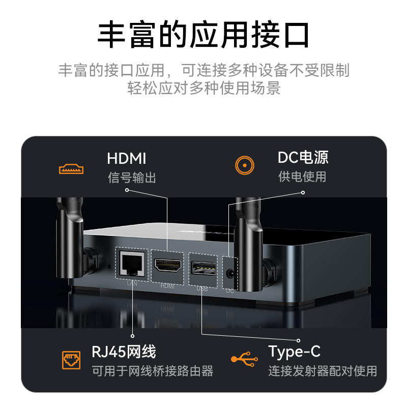 DHC003AB 企业级无线投屏器同屏器电脑手机平板电视Type-c高清传输器投影仪显示器会议套装