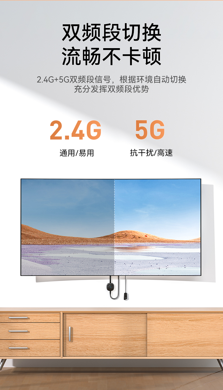 DHD0008G 手机无线投屏器 4KHDMI高清视频传输同屏神器 适用安卓苹果华为手机接电视显示器投影仪线