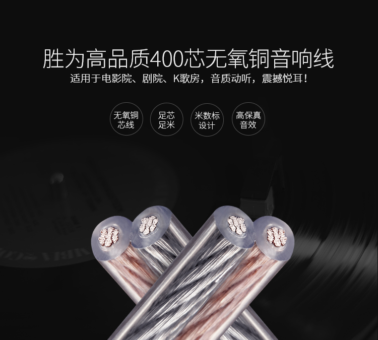 AEC-2100 发烧级纯铜音箱线 2*200芯 100米音频线 功放音响喇叭车载连接线 HIFI专业线材